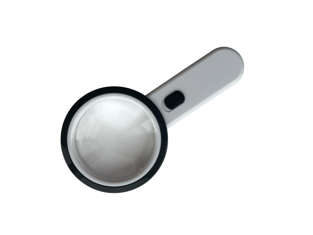 Forstørrelsesglas med 12 LED-lys og glaslinse
