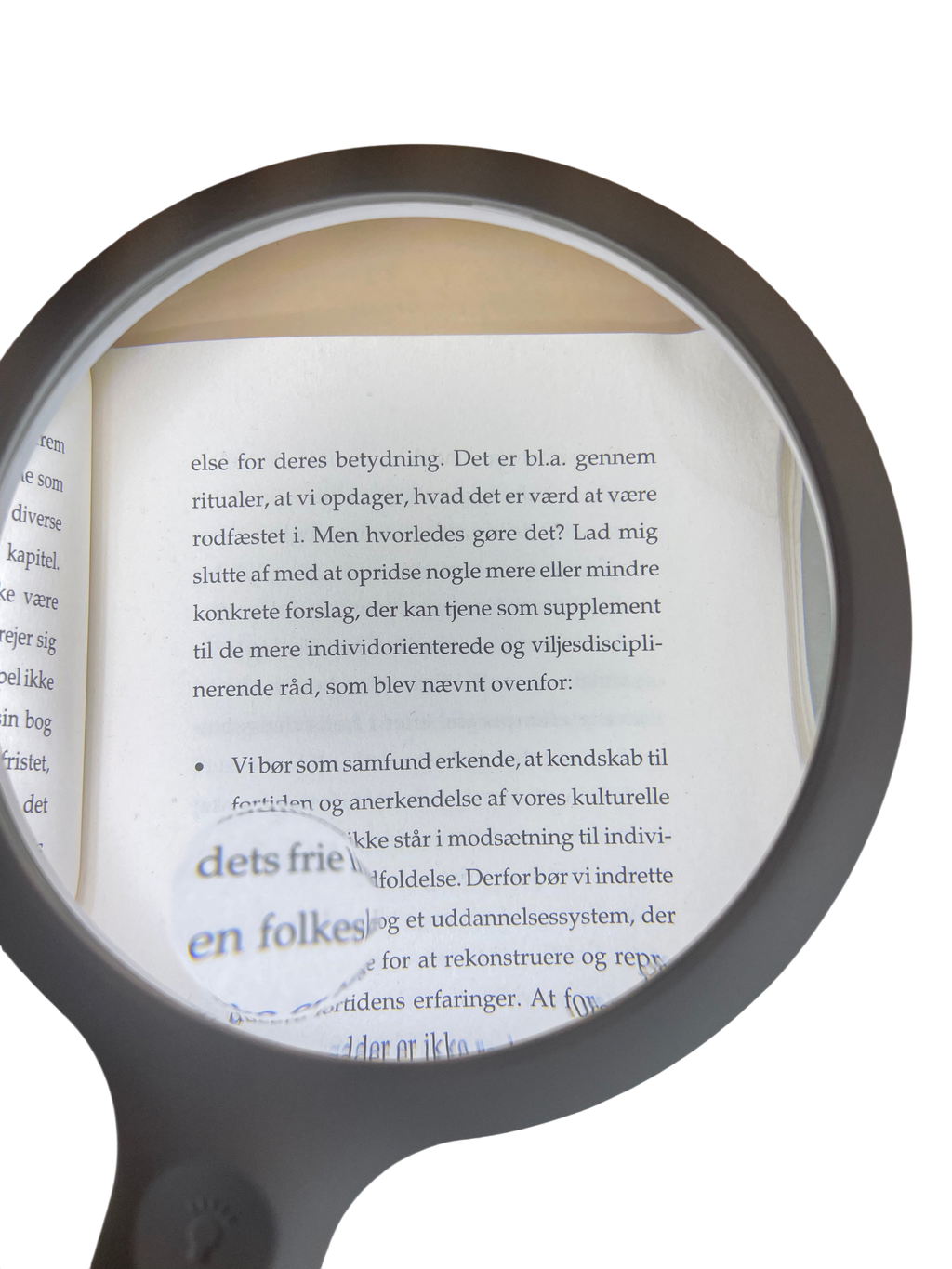 Genopladeligt forstørrelsesglas med LED-lys